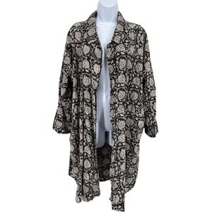 Hackwith Design House Kantha Block Print Duster Kimono Jacket Womens M/L Pockets
